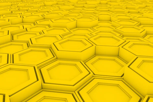 Fundo abstrato feito de hexágonos amarelos, parede de hexágonos — Fotografia de Stock
