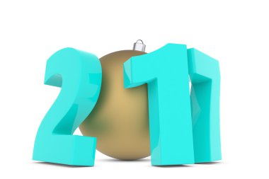 Altın dekorasyon topu ile yeni 2017 yılı plastik figürler