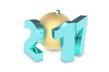 Yeni 2017 yılı rakamları altın dekorasyon topu ile metal