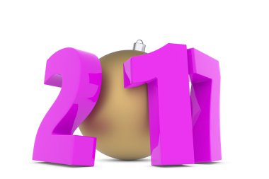 Altın dekorasyon topu ile yeni 2017 yılı plastik figürler