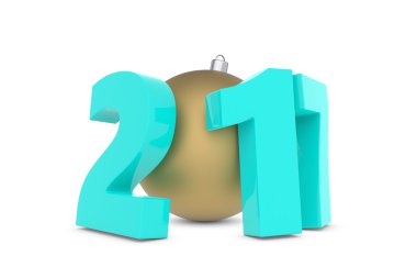 Altın dekorasyon topu ile yeni 2017 yılı plastik figürler