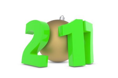 Altın dekorasyon topu ile yeni 2017 yılı plastik figürler