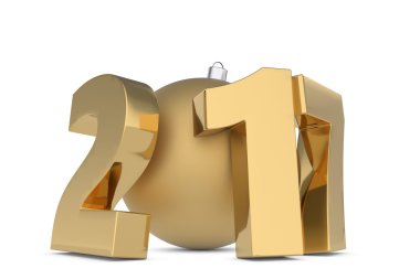 Yeni 2017 yılı rakamları altın dekorasyon topu ile metal