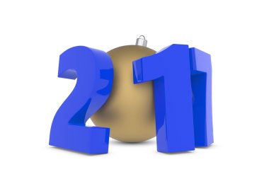 Altın dekorasyon topu ile yeni 2017 yılı plastik figürler