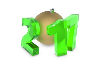 Yeni 2017 yılı rakamları altın dekorasyon topu ile cam