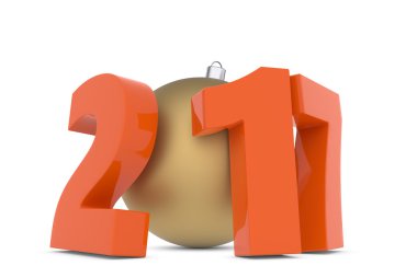 Altın dekorasyon topu ile yeni 2017 yılı plastik figürler