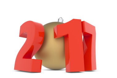 Altın dekorasyon topu ile yeni 2017 yılı plastik figürler