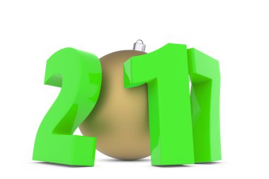 Altın dekorasyon topu ile yeni 2017 yılı plastik figürler