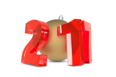 Yeni 2017 yılı rakamları altın dekorasyon topu ile cam