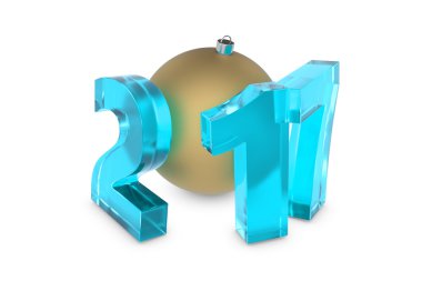 Yeni 2017 yılı rakamları altın dekorasyon topu ile cam