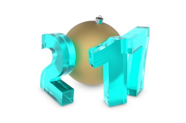 Yeni 2017 yılı rakamları altın dekorasyon topu ile cam