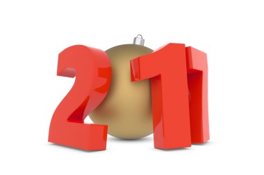 Altın dekorasyon topu ile yeni 2017 yılı plastik figürler