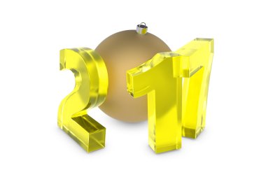 Yeni 2017 yılı rakamları altın dekorasyon topu ile cam