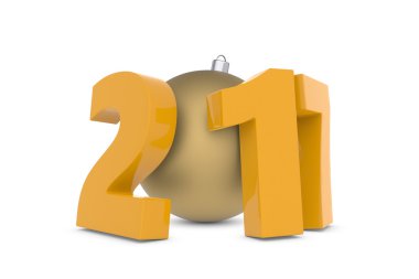 Altın dekorasyon topu ile yeni 2017 yılı plastik figürler