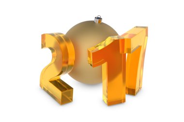 Yeni 2017 yılı rakamları altın dekorasyon topu ile cam