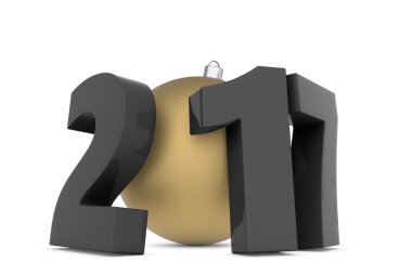 Altın dekorasyon topu ile yeni 2017 yılı plastik figürler