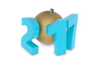 Altın dekorasyon topu ile yeni 2017 yılı plastik figürler