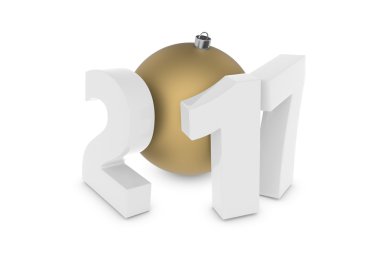 Altın dekorasyon topu ile yeni 2017 yılı plastik figürler