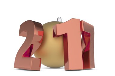 Yeni 2017 yılı rakamları altın dekorasyon topu ile metal