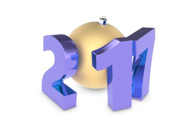 Yeni 2017 yılı rakamları altın dekorasyon topu ile metal