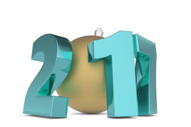 Yeni 2017 yılı rakamları altın dekorasyon topu ile metal