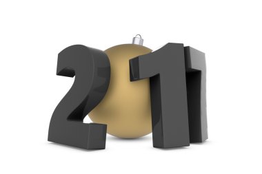 Altın dekorasyon topu ile yeni 2017 yılı plastik figürler