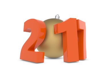 Altın dekorasyon topu ile yeni 2017 yılı plastik figürler