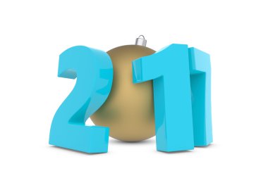 Altın dekorasyon topu ile yeni 2017 yılı plastik figürler