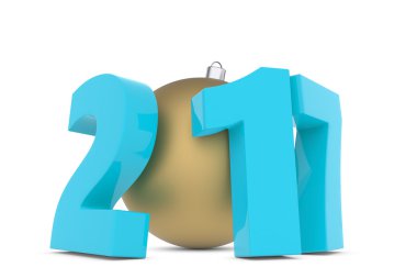 Altın dekorasyon topu ile yeni 2017 yılı plastik figürler