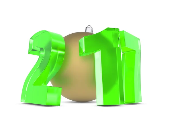 2017 Nieuwjaar glas cijfers met goud decoratie bal — Stockfoto