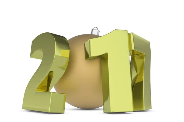 2017 Nieuwjaar metal cijfers met goud decoratie bal — Stockfoto