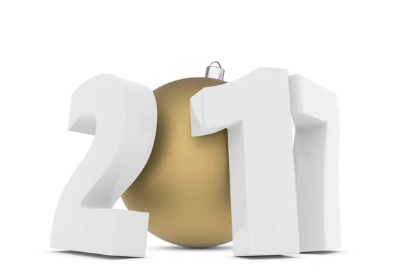 Nouveaux chiffres en plastique année 2017 avec boule de décoration en or — Photo