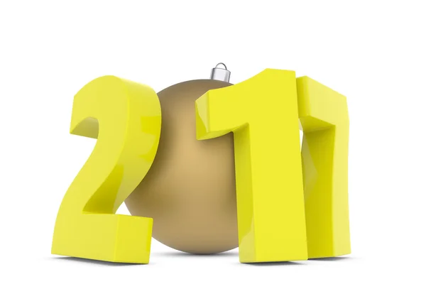 De kunststof cijfers 2017 Nieuwjaar met goud decoratie bal — Stockfoto