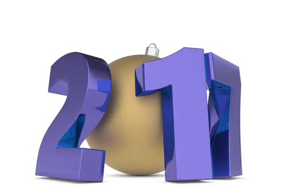 Nouveaux chiffres en métal année 2017 avec boule de décoration en or — Photo