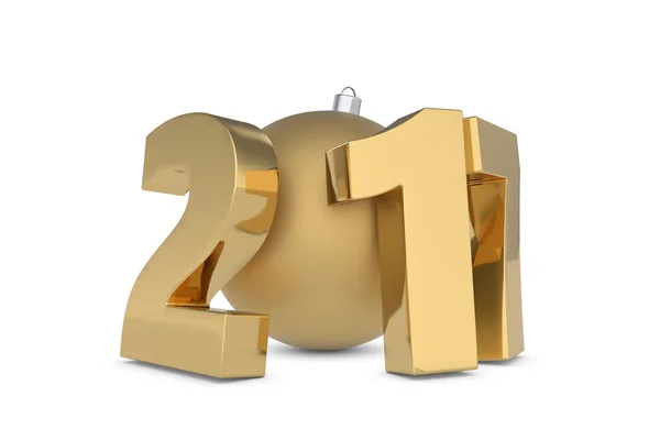 Yeni 2017 yılı rakamları altın dekorasyon topu ile metal — Stok fotoğraf