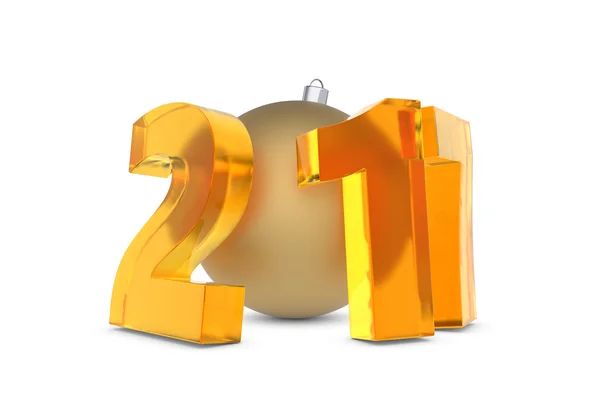 Yeni 2017 yılı rakamları altın dekorasyon topu ile cam — Stok fotoğraf