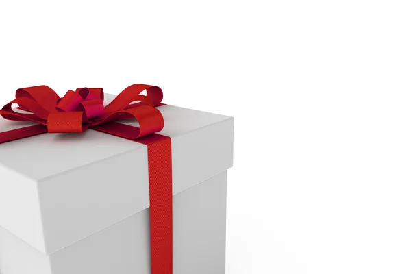 Caja de regalo blanca con lazo de cinta roja —  Fotos de Stock
