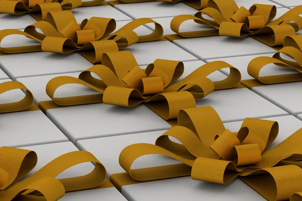 Cajas de regalo blancas con lazo de cinta naranja —  Fotos de Stock