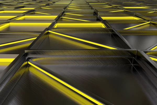 Çapraz parlayan öğelerle fırçalanmış metal duvar karosu