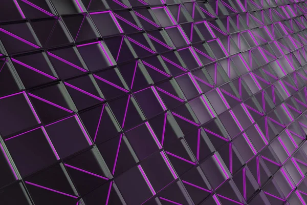 Mur de tuiles métalliques brossées avec éléments lumineux en diagonale — Photo