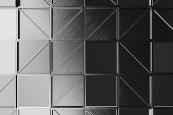 Muur van geborsteld metalen tegels met diagonale gloeiende elementen — Stockfoto