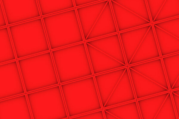 Wall of rectangle tiles, grid of square tiles with diagonal elements, abstract background.3D render illustration