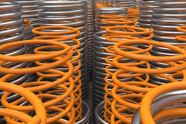 Molas e bobinas metálicas e plásticas — Fotografia de Stock