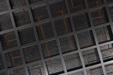 Parlak çizgiler ve öğeleri fırçalanmış metal şekillerle yapılmış, fütüristik teknolojik veya endüstriyel arka plan