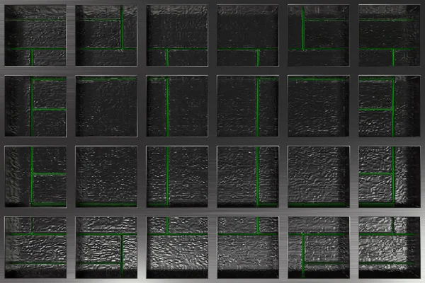 光るラインと要素とブラシをかけられた金属の形から作られた未来の技術や産業の背景 — ストック写真