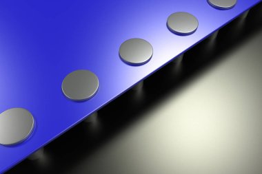 Siyah zemin üzerine dikdörtgen renkli plaka perçin