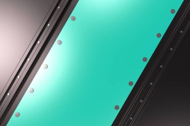 Siyah zemin üzerine dikdörtgen renkli plaka perçin