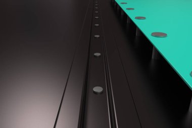 Siyah zemin üzerine dikdörtgen renkli plaka perçin