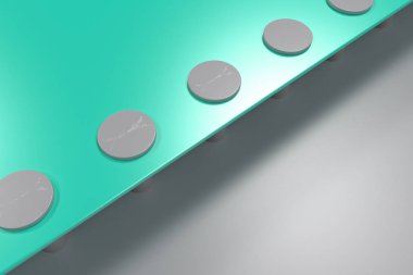 Beyaz zemin üzerine dikdörtgen renkli plaka perçin