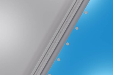 Beyaz zemin üzerine dikdörtgen renkli plaka perçin